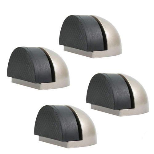 CG PLUS Floor Door Stopper with Rubber pad 4pack, Semicircle Shaped Door Stopper, Protecting Wall (2inch x 30pack, Satin Nickel)