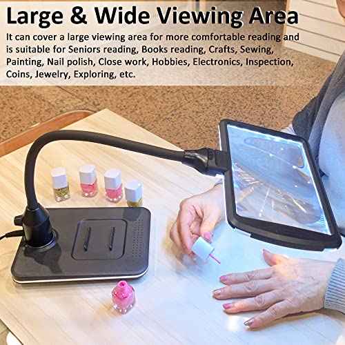 4X Gooseneck Magnifying Lamp Lighting with 28 SMD LEDs, Table Desktop Stand Magnifier Hands-Free for Hobby, Sewing, Crafts, Close Work, etc.