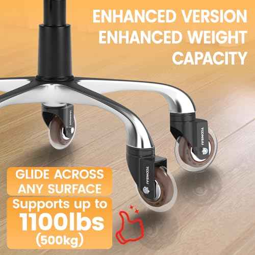 Upgraded,3 Inch Ultra Heavy Duty Office Chair Wheels,(Stem7/16-7/8), Replacement Rubber Caster Wheel, Set of 5,Silent, Smooth-Gliding, for Hardwood Flooring, Carpet Flooring,-Not for 1KEA Chairs