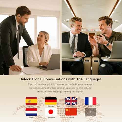 AI Translation Earbuds Real Time, 164 Language Translator Earbuds for iPhone and Android 3-in-1 Translation Headphones Translating Device for Travel Business Learning with Charging Case