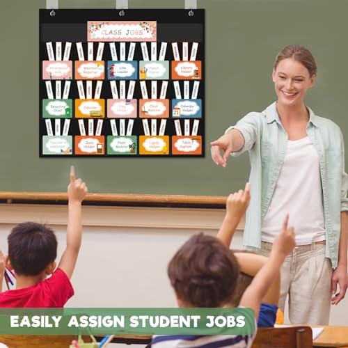 Classroom Job Pocket Chart with 69 Cards - Teacher Teaching Supplies