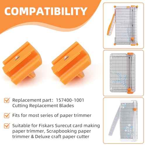 157400-1001 Paper Cutter Blades Replacement for Fiskars Paper Trimmer TripleTrack High Profile Blades, Portable Paper Cutter Style I Blade 1968701005 for Cutting and Scoring- 2 Pack