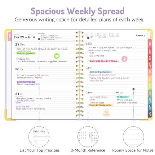 2026 Planner, Forvencer Calendar Planner Weekly and Monthly, January 2026-December 2026, 8.5" X 11", Hardcover Agenda Book with Tabs, Cute Daily Journal Planning with Inner Pocket, Home College Organizer Notebook for Office School Supplies, A4, Purple