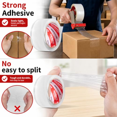 WanJiaoDing Heavy Duty Packing Tape 2 Rolls, Clear 2.7 Mil, 1.88" x 60Y - Refill for Shipping & Moving, Variation 2
