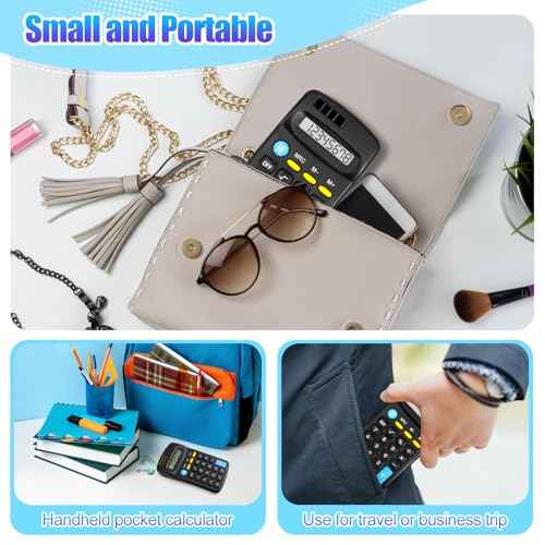 24 Pieces Pocket Calculator,Pocket Size Mini Calculators,Solar Battery Dual Power Function Calculator,8 Digit Display Basic Calculator for Students Kids Home Office(Black)