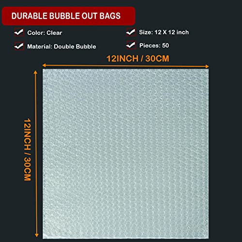 12x12 Inch Bubble Pouches Wrap - 50 Clear Protective Shipping Bags