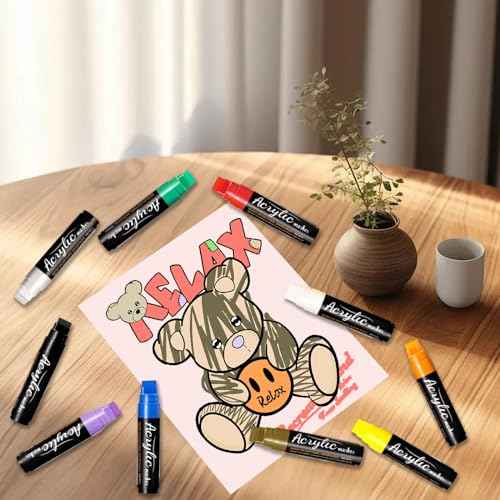 10 Graffiti Jumbo Acrylic Markers,15mm Jumbo Felt Tip Poster Paint Pens Acrylic painting Pen for Whiteboard Window Paint Glass Plastic Wood Rock and Metal Graffiti