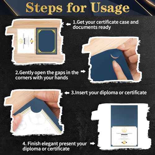 30 Packs Certificate Holders, Navy Blue Certificate Covers, Diploma Holders, Certificate Folders with Gold Foil Border for Letter Size 8.5" x 11" Certificates, Diploma, Documents, Award Cover