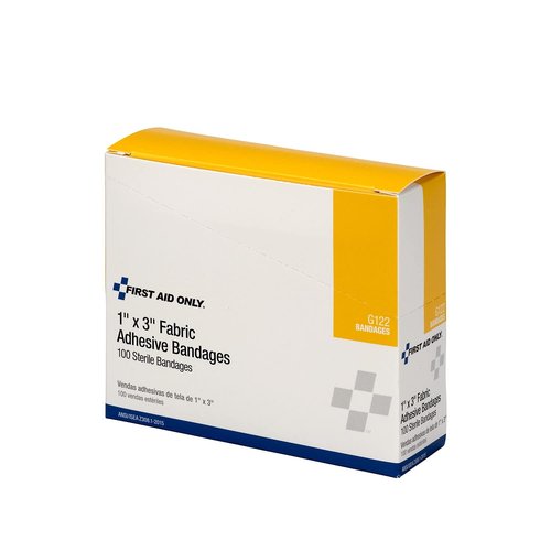 First Aid Only Fabric Bandages - 1 x 3 Inch, 100 Count | Essential First Aid Kit Refill Supplies