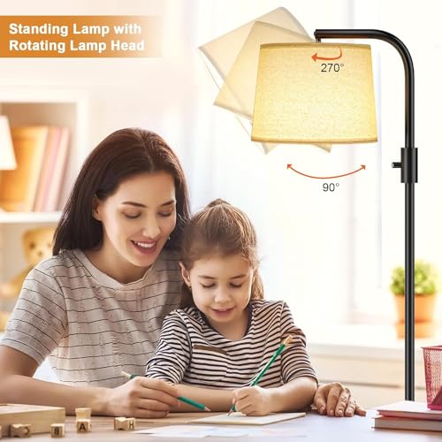 Ambimall ?????????? ???????????????? Floor Lamp - Floor Lamps 9W ?????? Light Bulb Included, Standing Lamps for Living Room with Adjust Head, Modern Standing Tall Light Rotary Switch for Office