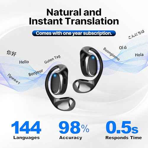 AI Translation Earbuds, OWS Real-Time 3-in-1 Translation Earbuds 144 Languages & Accents, Audifonos Traductores Ingl?s Espa?ol, Translation Device for Travel Business Learning£¨Black£©