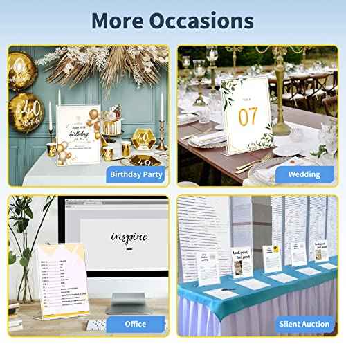 SUNEE 12 packs Clear Plastic Sign Holders for 8.5x11 Paper, Vertical L-shape Frame for Displaying Signs and Menus