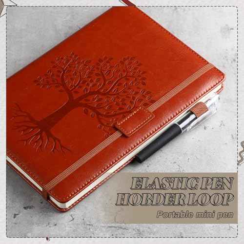 Estune 10 Pack Lined Journal Notebook A5 Tree of Life Hardcover Leather Journal with 10 Pen, College Ruled Notebook for Travel, Business, Work, Office, School Note Taking Diary(Vivid Color)