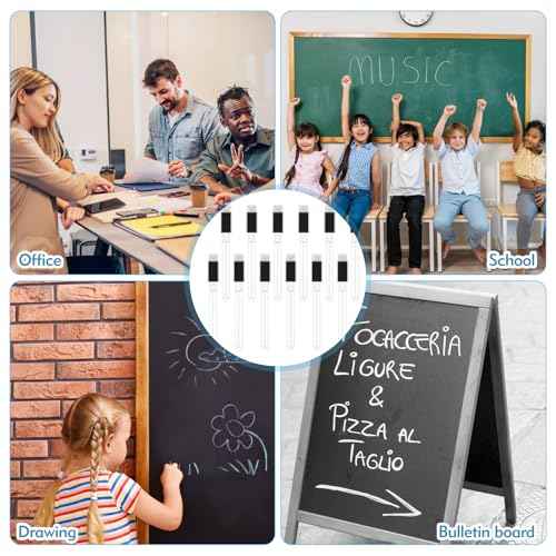 12 Pcs White Dry Erase Markers, Magnetic White Chalk Markers Pen Fine Tip, Thin Tip Dry Erase Markers with Magnet for Blackboard School Home Office