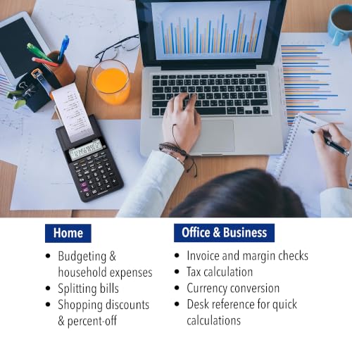Casio HR-10RC Mini Desktop Printing Calculator - Black, Business & Office