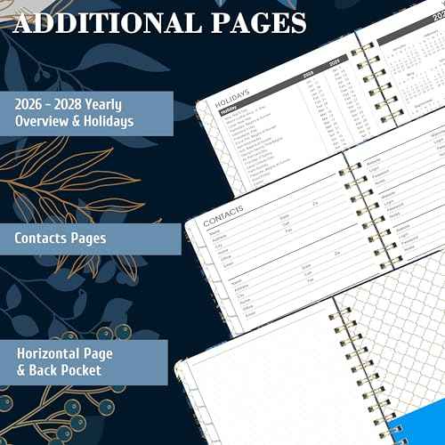 2026-2028 Monthly Planner/Calendar - 3 Year Monthly Planner 2026-2028, 6.3" x 8.4", Jan 2026 - Dec 2028, Months Tabs, Inner Pocket, Elastic Closure, Twin-Wire Binding
