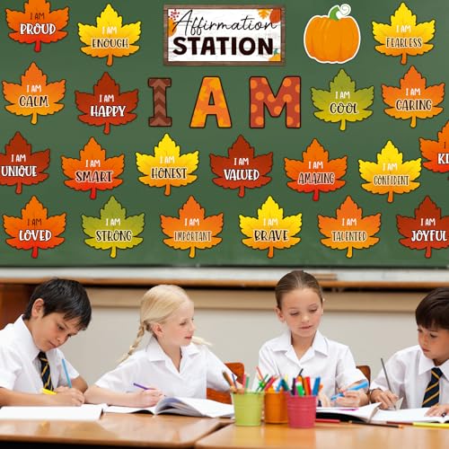 Frienda Fall Leaves Affirmation Bulletin Board Set - 25 Pieces Classroom Decor