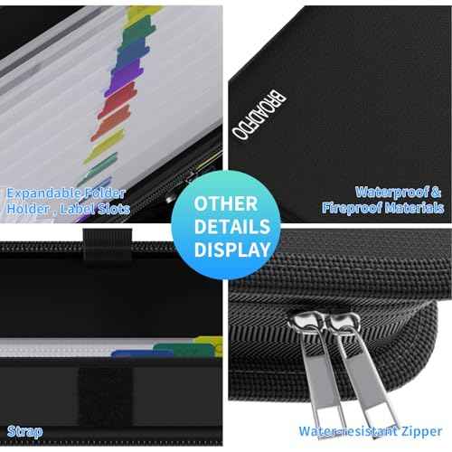 Fireproof & Waterproof Accordion File Organizer, 13-Pocket Expanding Document Organizer with Handle & Labels, Durable Heat-Resistant Folder for A4/Letter Files, Safe Home Office Travel Hold