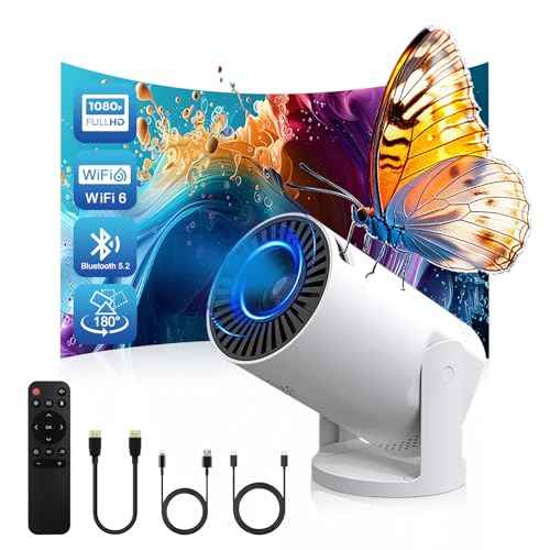 Wireless Mini Projector with WIFI 6 and Bluetooth, 4K 1080P Support Portable Projector 180¡Æ Rotatable. 17"-130" Screen Video Projector. Compatible for Smartphone, Laptop, PC(Q5 mate)