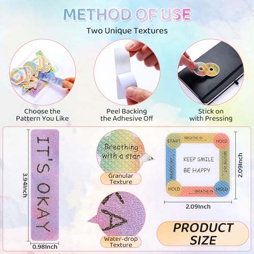 TOEMUR A-108 Sensory Stickers Pack – 108 Textured Fidget Strips for Anxiety, ADHD & Stress Relief on Desk or Phone