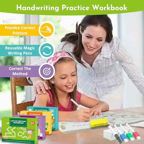 Scribble Smart Workbook, Tracing Books for Kids Ages 3-5, Handwriting Practice Workbook, Pen Control and Tracing Book Wipe Clean, Montessori Educational Fine Motor Toddler Learning Toys(L1-L4 Set)