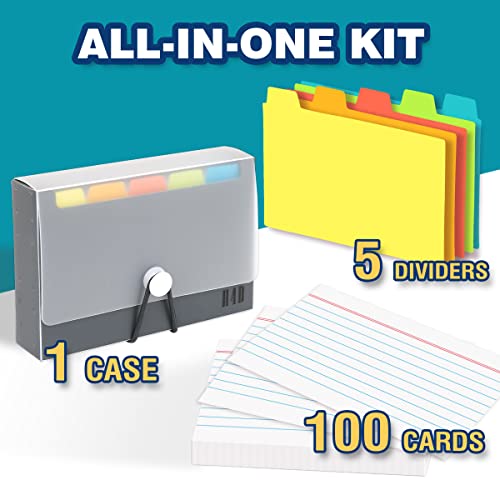 H4D Black 3x5 Index Card Case with 100 Ruled Cards & Dividers