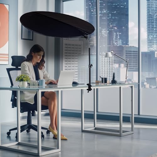 BOENBRO 36" Double Sided Black Office Cubicle Shade with Clamp & Rotatable Rod (Patent Pending)