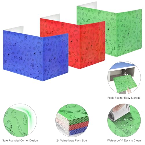 24-Pack Desk Dividers for Students, Space Cardboard Privacy Boards for Student, Privacy Shield Folder Boards, Classroom Divider Shield for School Teachers Home