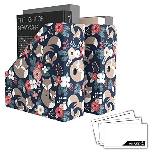 ANSSDO 6 Pack Magazine File Organizer Holder, Black Floral - Corrugated Cardboard