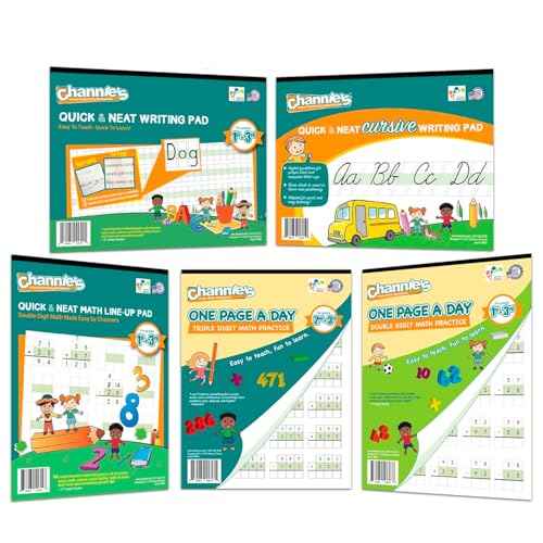 Best value Channie¡¯s Visual Math, Handwriting, and Cursive Bonus Pack of 5 Separate Workbooks, Grades 1st ? 3rd, With FREE Alphabet Card - Learning Workbook for Homeschool and After School