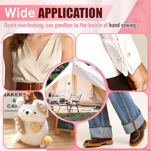 WEIBOLT Stitch Gun for Clothes - Pink/White Handheld Quick Fixer with 6 Needles & 1000 Black & 1000 White Fasteners
