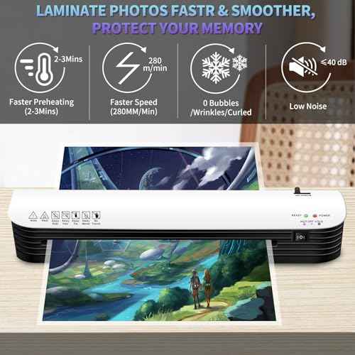 13 Inch Laminator Machine for Documents and Photos, 6 in1 A3/A4 Thermal Laminator Machine with Never Jam Technology, 15 Laminating Sheets, Use for Home Office School or Business