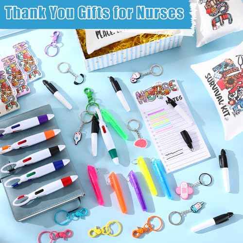 48 Pcs Nurse Appreciation Gifts Bulk 2025 Nurse Week Gift Badge Reel Pens Canvas Bags Notebooks Keychains Thank You Present for Women Nursing Students