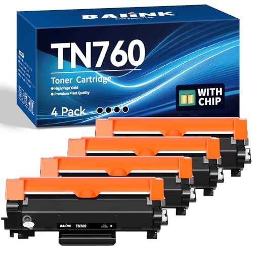 TN 760 Toner Cartridge Replacement for Brother TN760 TN730 Toner TN-730/TN-760 Compatible with MFC-L2750DW HL-L2370DW MFC-L2710DW HL-L2350DW DCP-L2550DW HL-L2390DW HL-L2395DW Printer (4 Black)