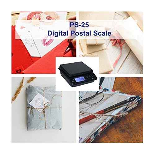 American Weigh Scales Digital Shipping Postal Scale, Package Postage ScaleBacklit LCD Screen55lbs. x 0.01lbs. (Black), PS-25