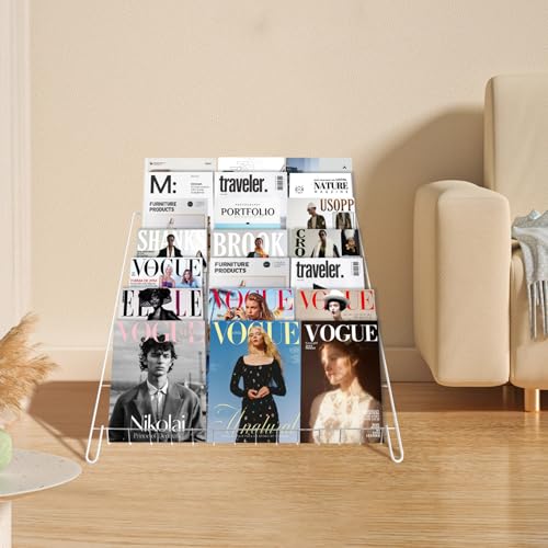 6 Tier Wire Magazine Rack - Comic Book Rack Wide Wire Tabletop Display for Exhibitions Office Table Top Book Brochure Literature Comic Greeting Card Shelf Holder Stand