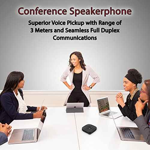 Cyber Acoustics Conference Speakerphone (SP-2000) - USB and Bluetooth, Advanced DSP with 360 Degree Noise Cancelling Microphone with 3m Range, 66 Ft BT Wireless Range