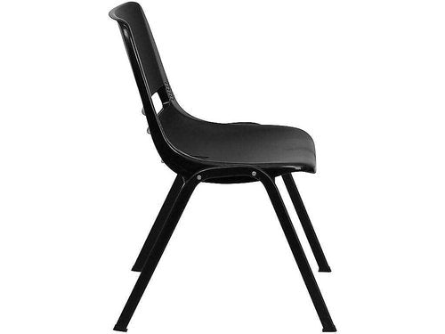 Flash Furniture HERCULES Series 880 lb. Capacity Black Ergonomic Shell Stack Chair with Black Frame