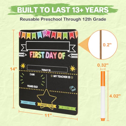 WALGLASS D-Style 11x14 Back to School Chalkboard Sign - Double-Sided First & Last Day Keepsake
