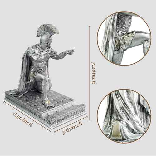 Medieval Knight Statue Desk Single Pen Holder, Funny Unique Novelty Cool Desktop Accessories Gothic Figure Pencil Stand, Silver