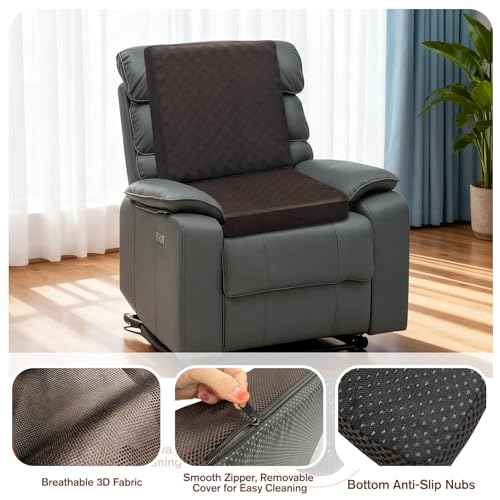 Egg Crate Foam Recliner Cushion Non-Slip Recliner Cushion with Back Support 4.3 Inch Thick Soft Seat Cushion for Elderly Reduces Muscle Fatigue