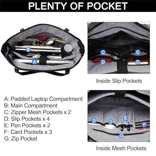 Laptop Bag for Women,ChaseChic Waterproof Classic Teacher's Tote Bag 15.6in Computer Work Bags for Women with Luggage Strap