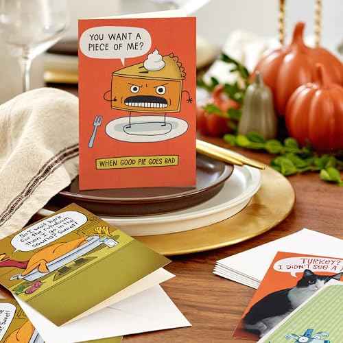 Hallmark Shoebox Funny Thanksgiving Card Assortment (16 Cards and 16 Envelopes) for Friendsgiving, Family, Coworkers