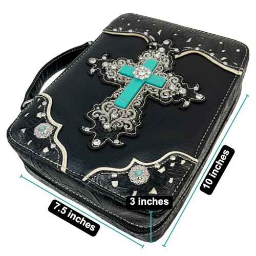 Bible Cover Case for Women - Bible Bag Holder with Strap (Black)