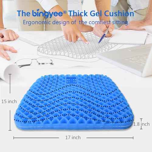 Gel Seat Cushion 1.8 Inch Thick Seating Pad Orthopedic Chair Cushions for Pressure Relief Gel Pads for Office Chair, Car, Home, Wheelchair, Kayak Cushion, Stadium Cushion