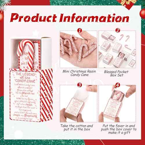100 Sets Christmas Candy Cane Story Gifts Mini Plastic Candy Cane with the Legend of Canes Cards Christmas Stocking Stuffers Church Events Party Favors for Coworkers Teachers