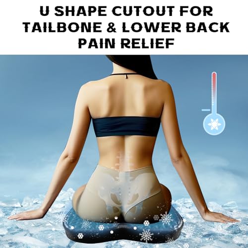 NEW-Vi Office Seat Cushion with Cooling Gel & Memory Foam for Tailbone Pain Relief, Sciatica & Back Support - Waterproof & Anti-Slip Base for Office Chair, Car, Wheelchair