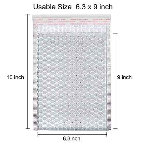 KEILEOHO 75 Pack 6x9 Inch Metallic Bubble Mailers, Silver Padded Mailing Envelopes, Foil Self Seal Shipping Bags for mailing, packing. Wholesale price.