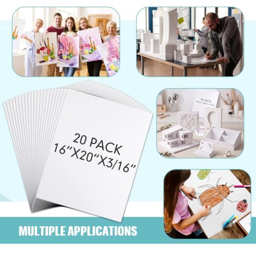 20 Pack White Foam Board 16 x 20 inches for Crafts & Art Projects