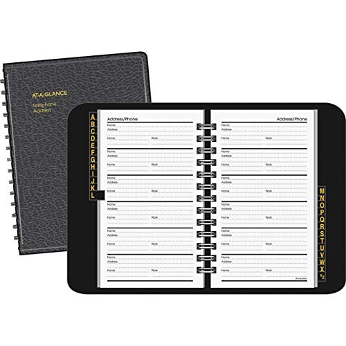 AT-A-GLANCE Large Telephone & Address Book, 800+ Entries, 4-7/8" x 8" Page Size, Black (8001105)